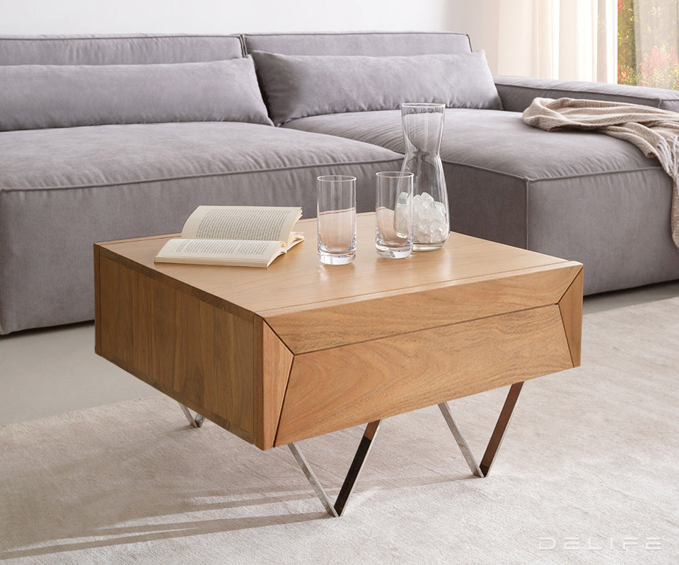 Klubska mizica Kayu 60x60x40cm, Material: akacija