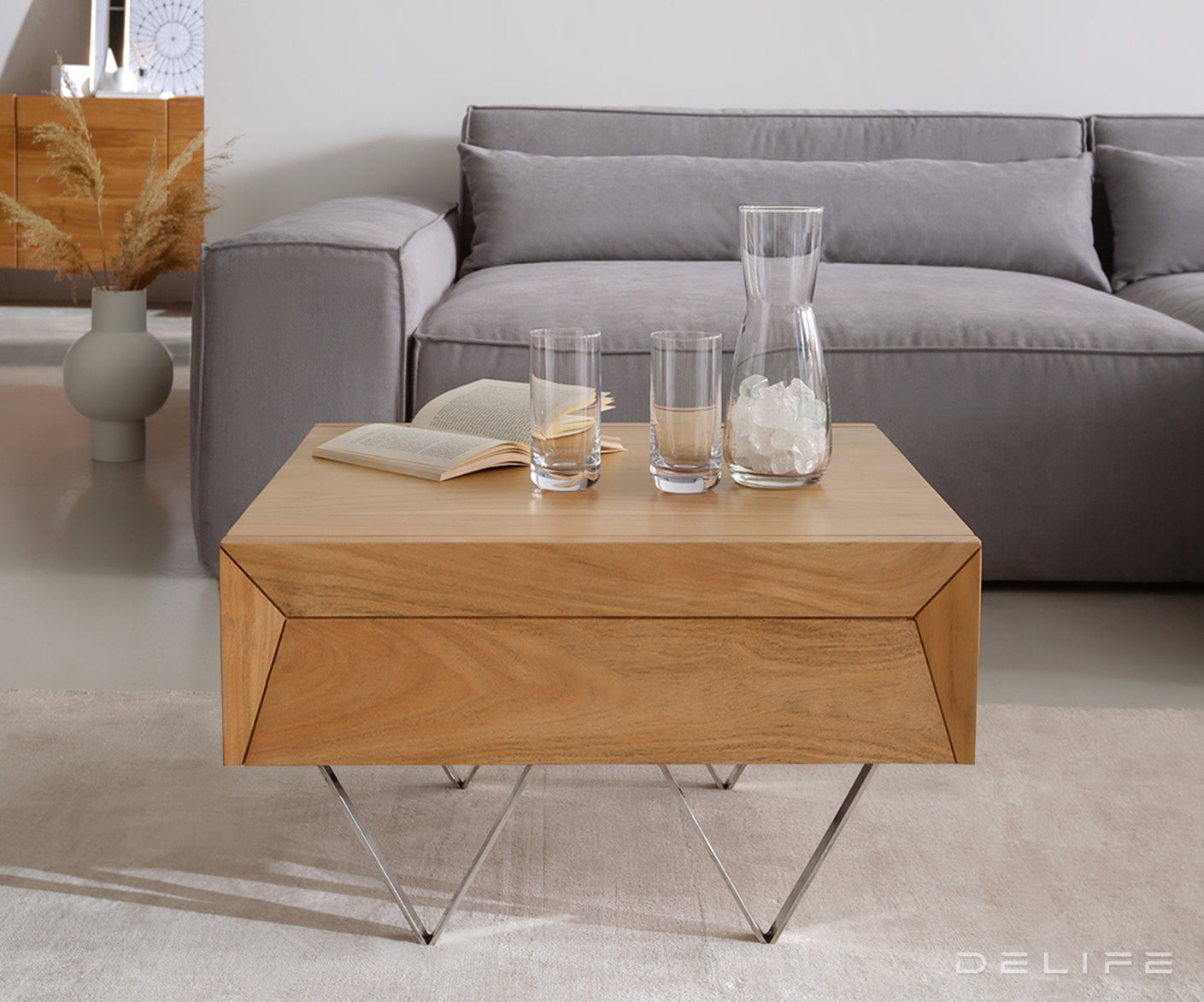 Klubska mizica Kayu 60x60x40cm, Material: akacija