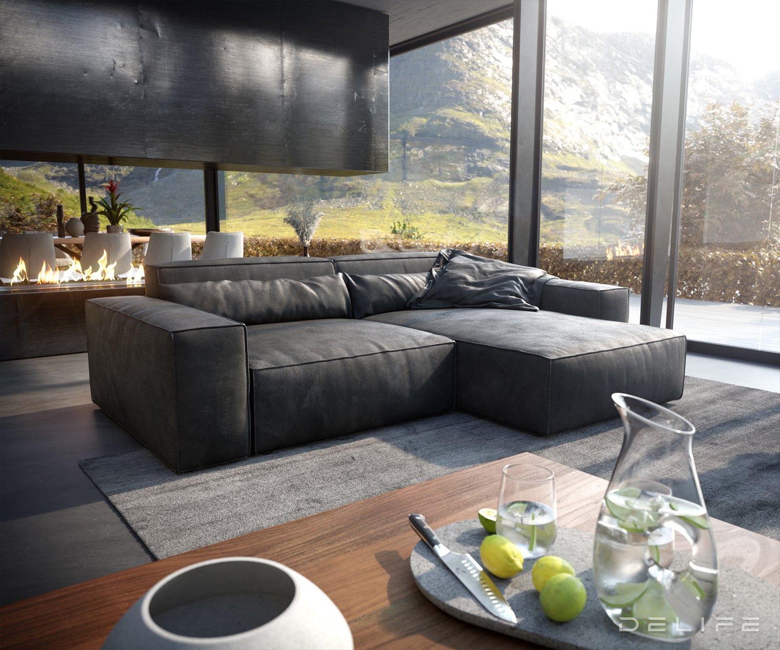 Kotna sedežna garnitura Sirpio XL 266x173cm, Material: Umetno usnje