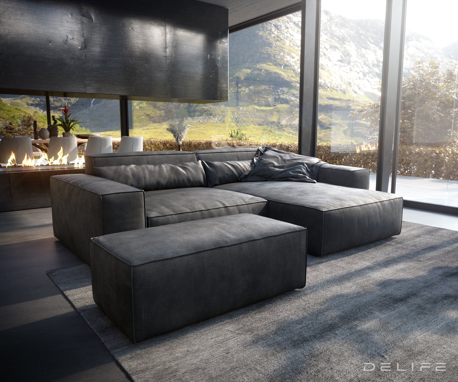 Kotna sedežna garnitura Sirpio XL 266x173cm, Material: Umetno usnje