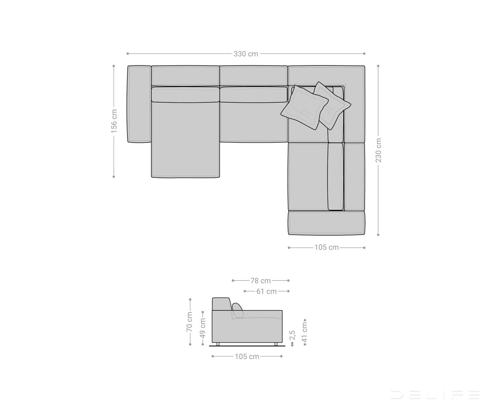 Velika kotna sedežna garnitura Sirpio L 330x230cm, Material: Umetno usnje