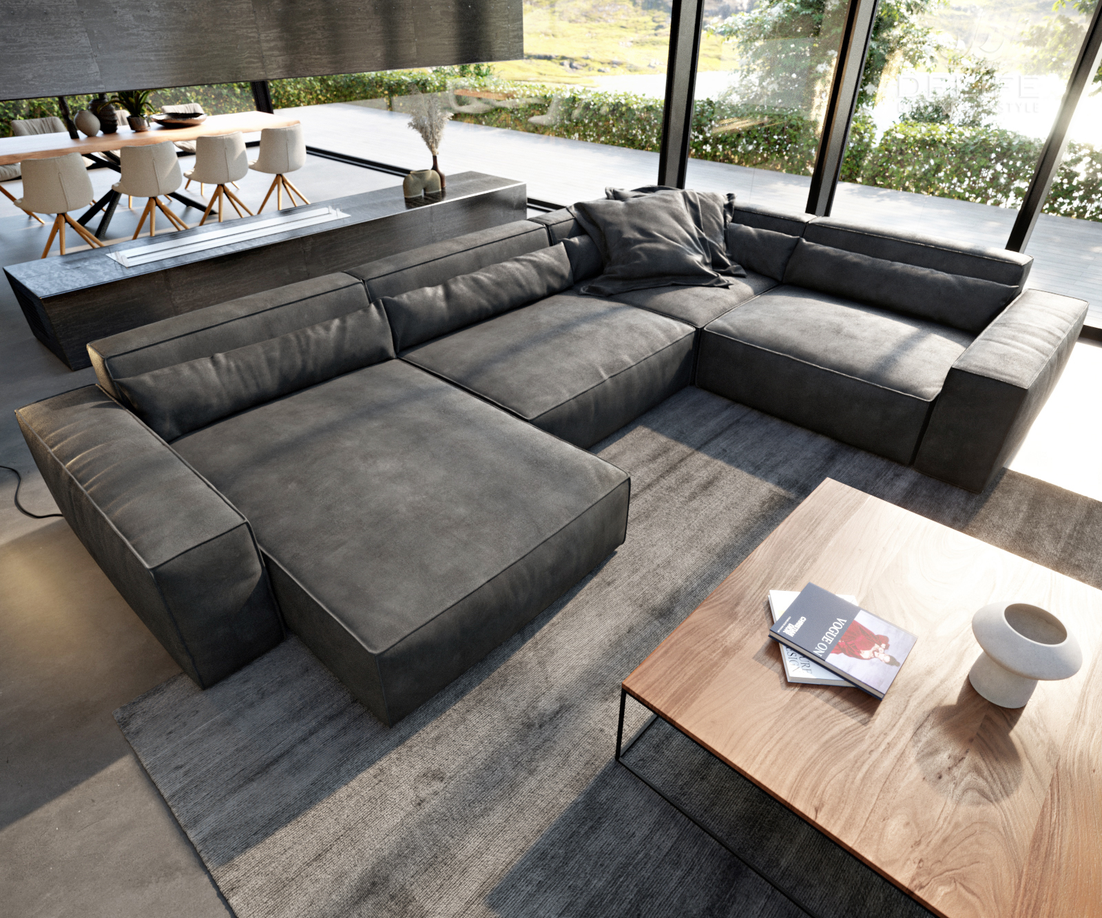 Velika kotna sedežna garnitura Sirpio XL 360x258cm, Material: Umetno usnje