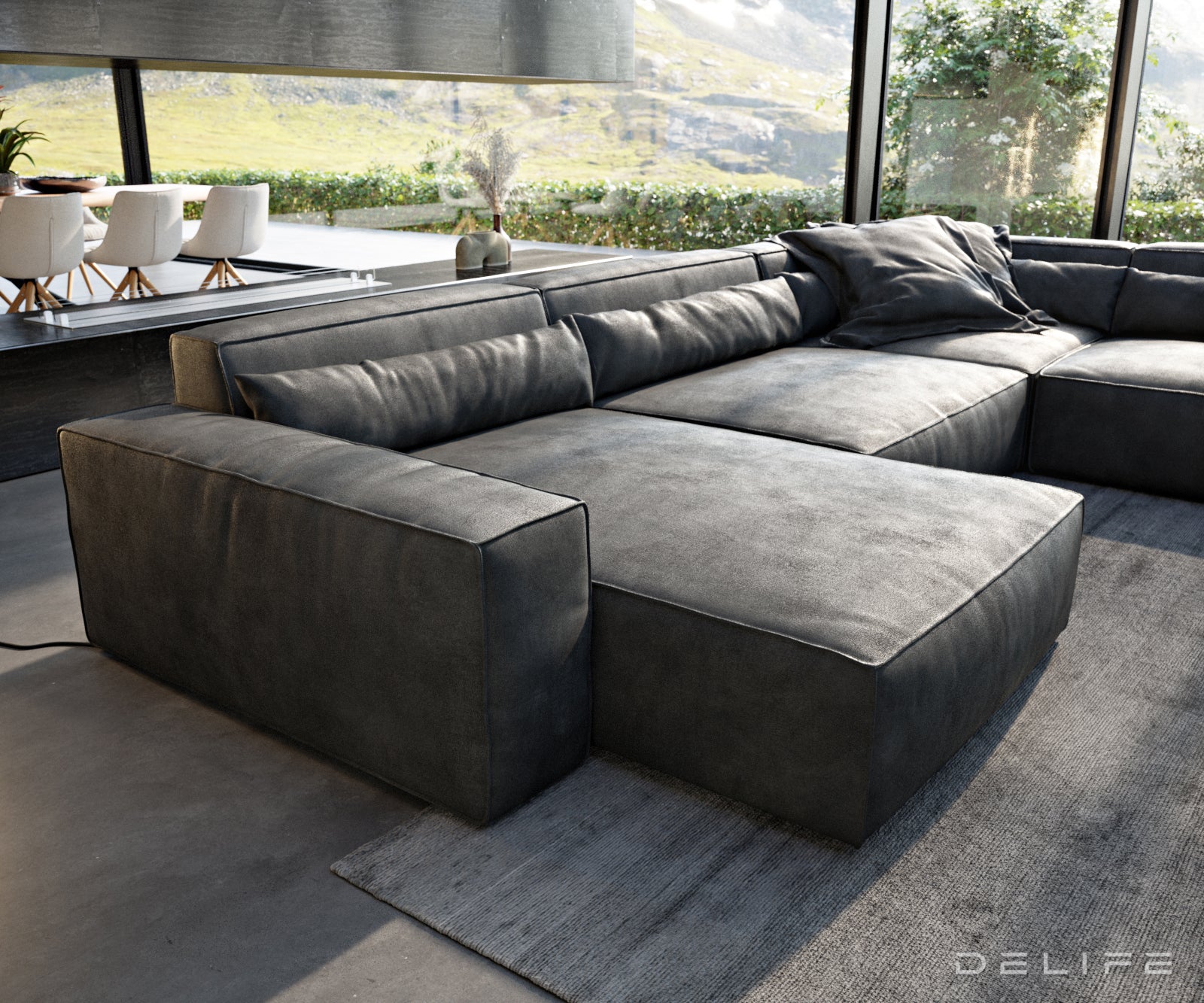 Velika kotna sedežna garnitura Sirpio XL 360x258cm, Material: Umetno usnje