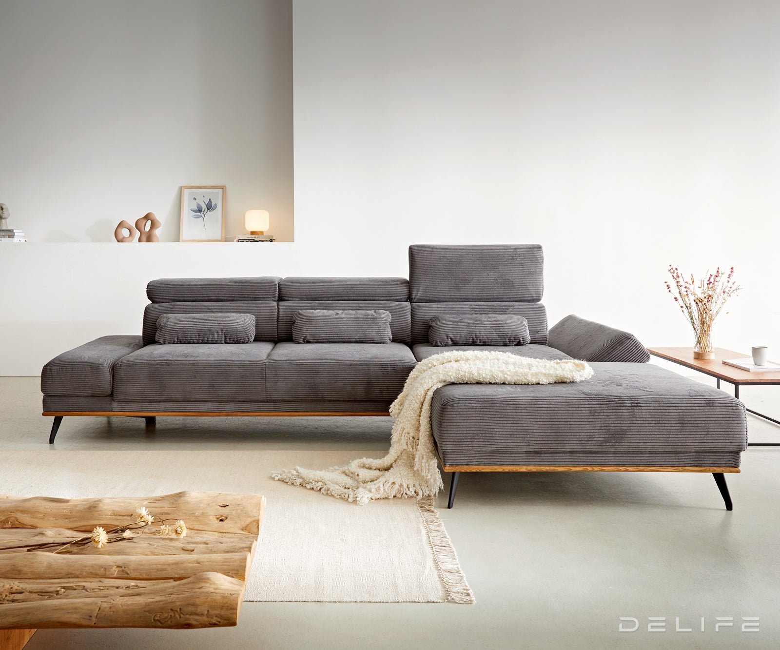 Kutna garnitura Evelio 320x201cm, Materijal: Rebrasta tkanina