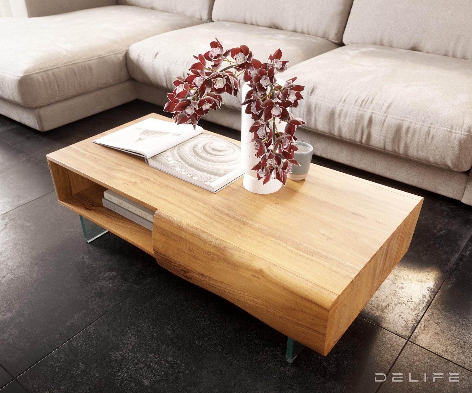 Nova klubska mizica Live-Edge, material: akacija