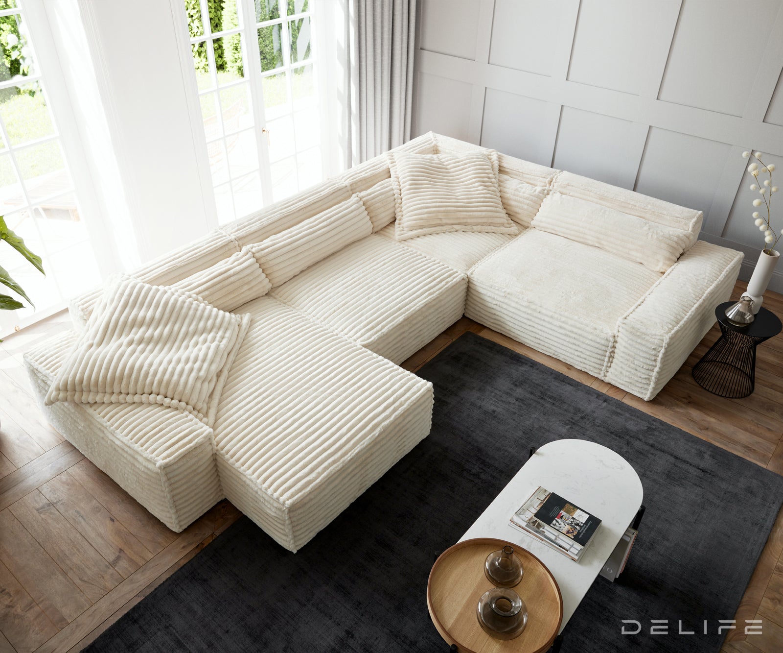 Garnitura Sirpio 360x258cm, Materijal: Pliš rebrasta tkanina