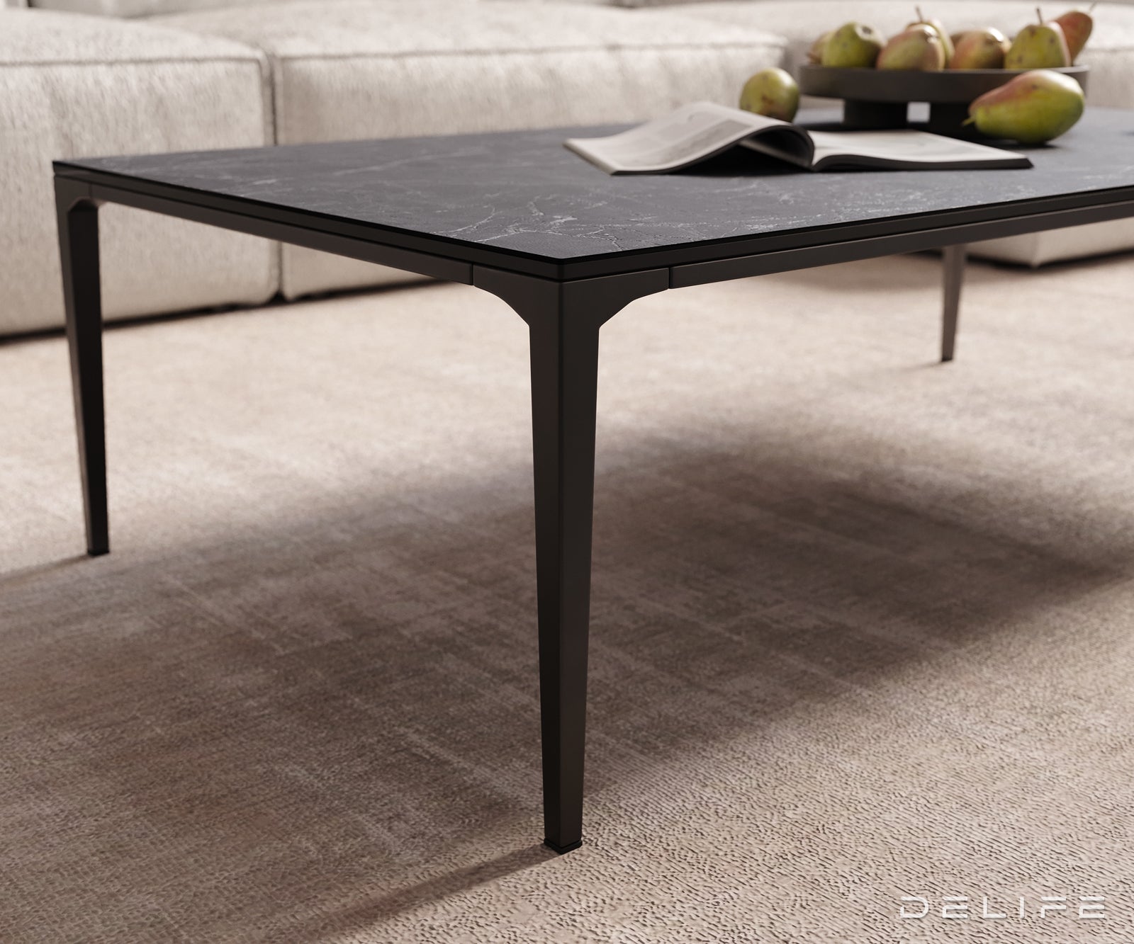 Klubska mizica Levente 110x60cm, Material: keramika Laminam Nero Greco