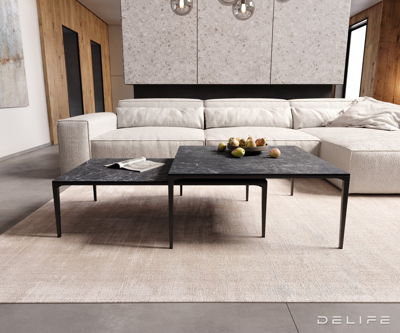 Klubska mizica Levente 110x60cm, Material: keramika Laminam Nero Greco