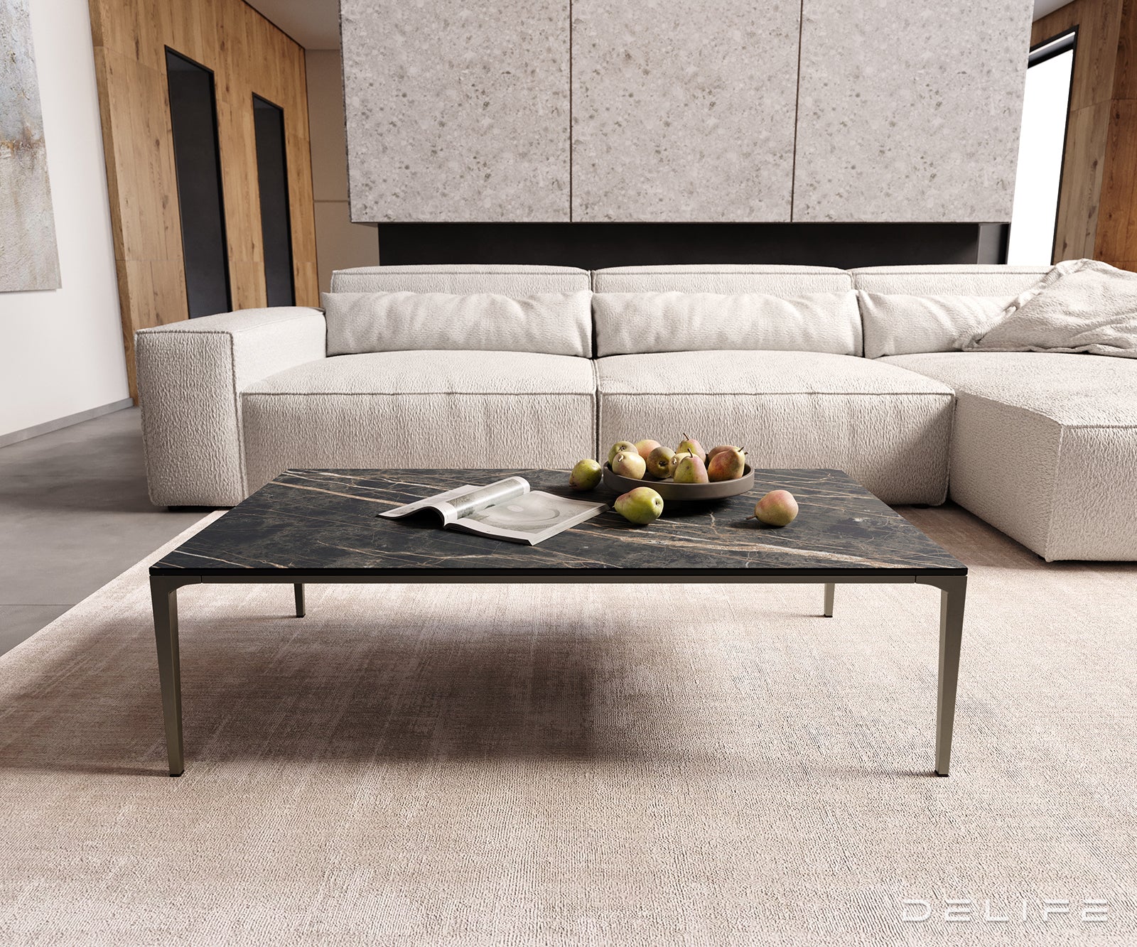 Klubska mizica Levente 110x60cm, Material: keramika Laminam Nero Greco