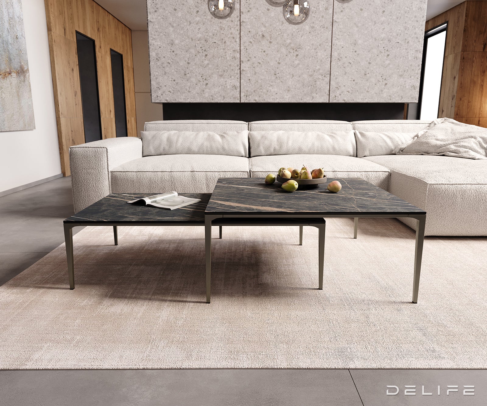 Klubska mizica Levente 110x60cm, Material: keramika Laminam Nero Greco