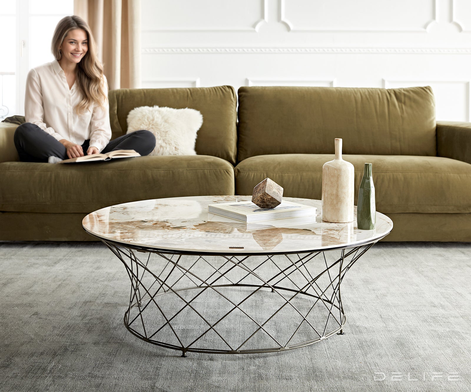 Klubska mizica Lassina 100x100, Material: Keramika