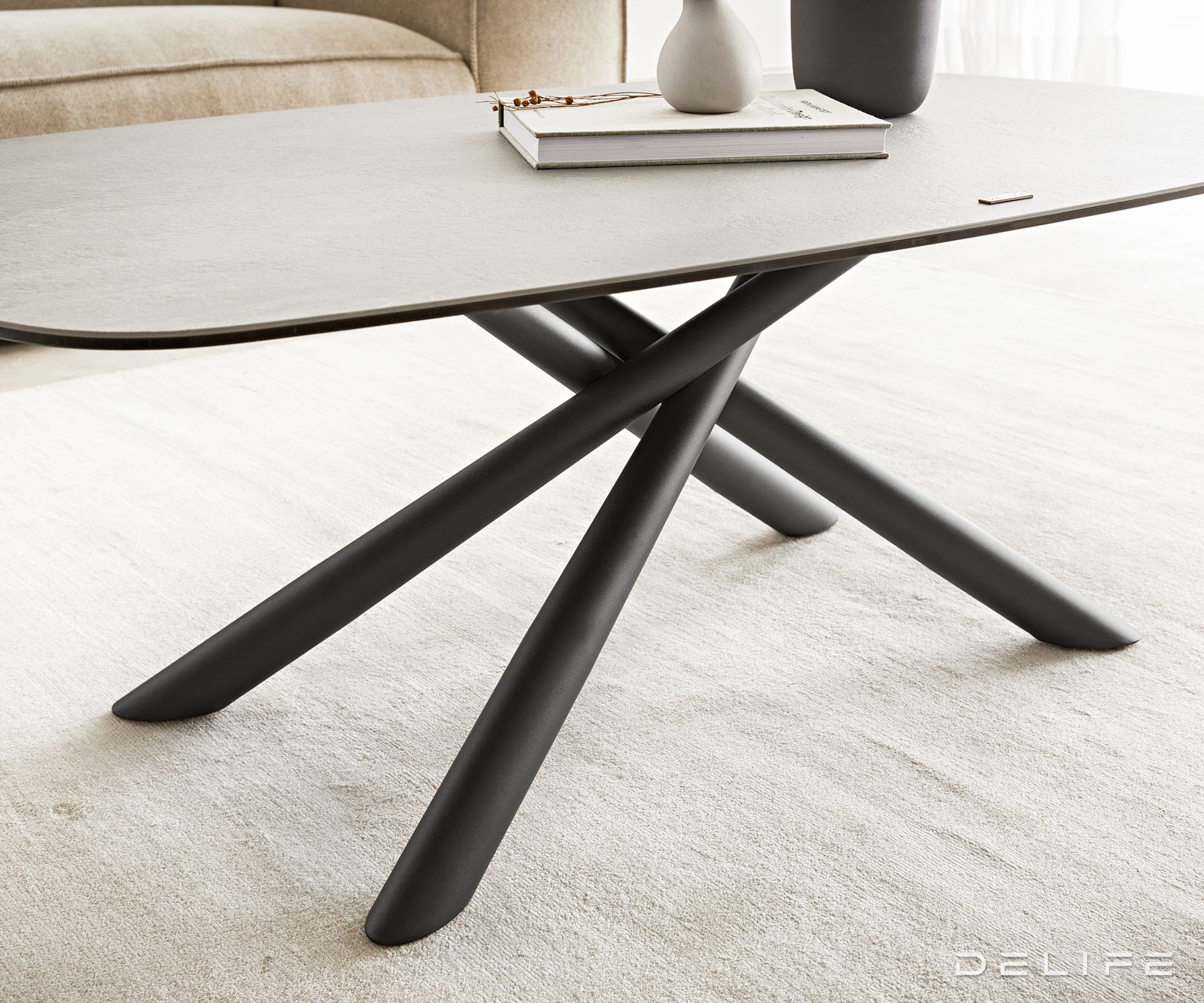 Klubska mizica Sarita 120x70cm, Material: Keramika Aspetto Concreto 