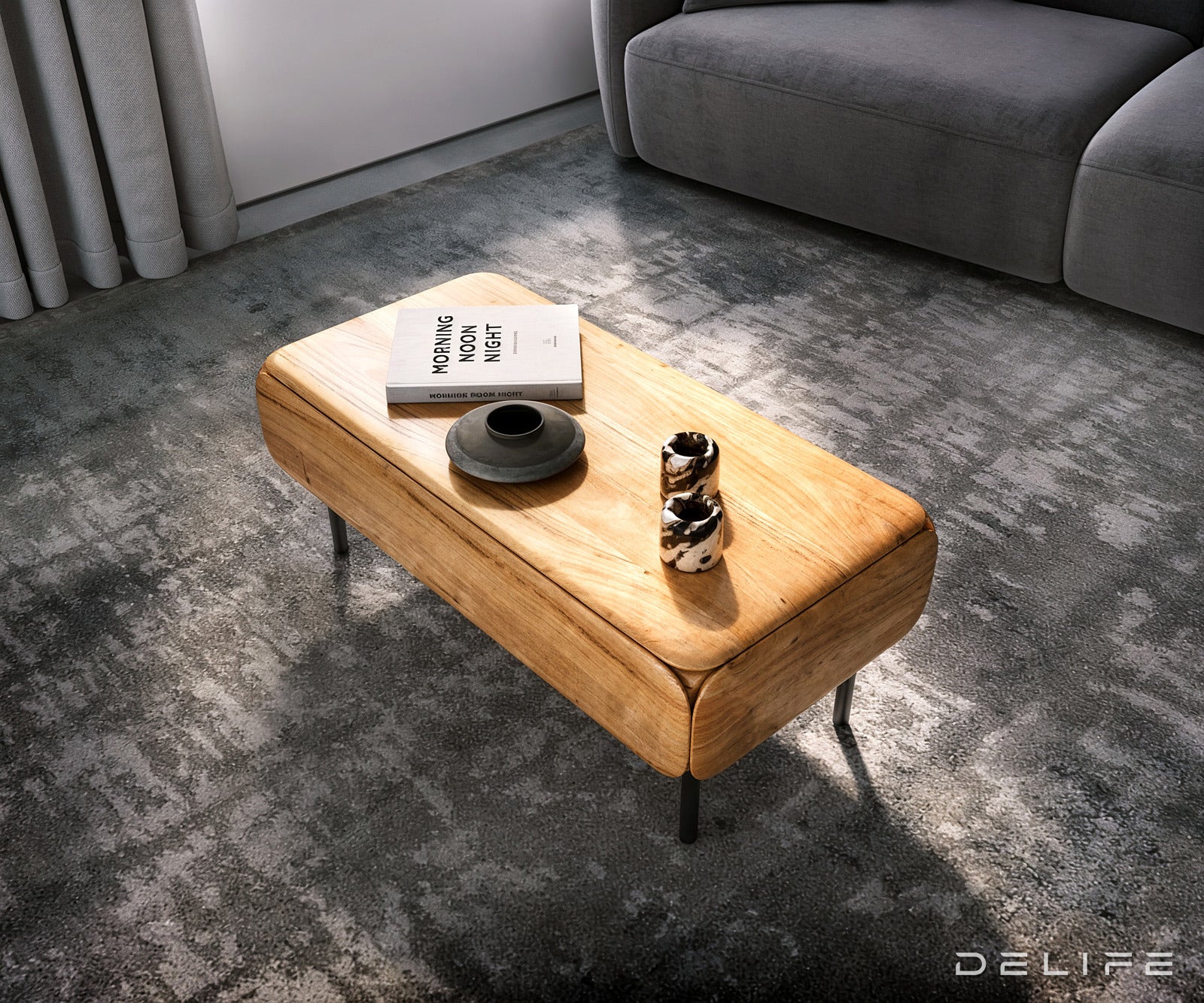 Klubska mizica Shavani 100x50cm, Material: Akacija