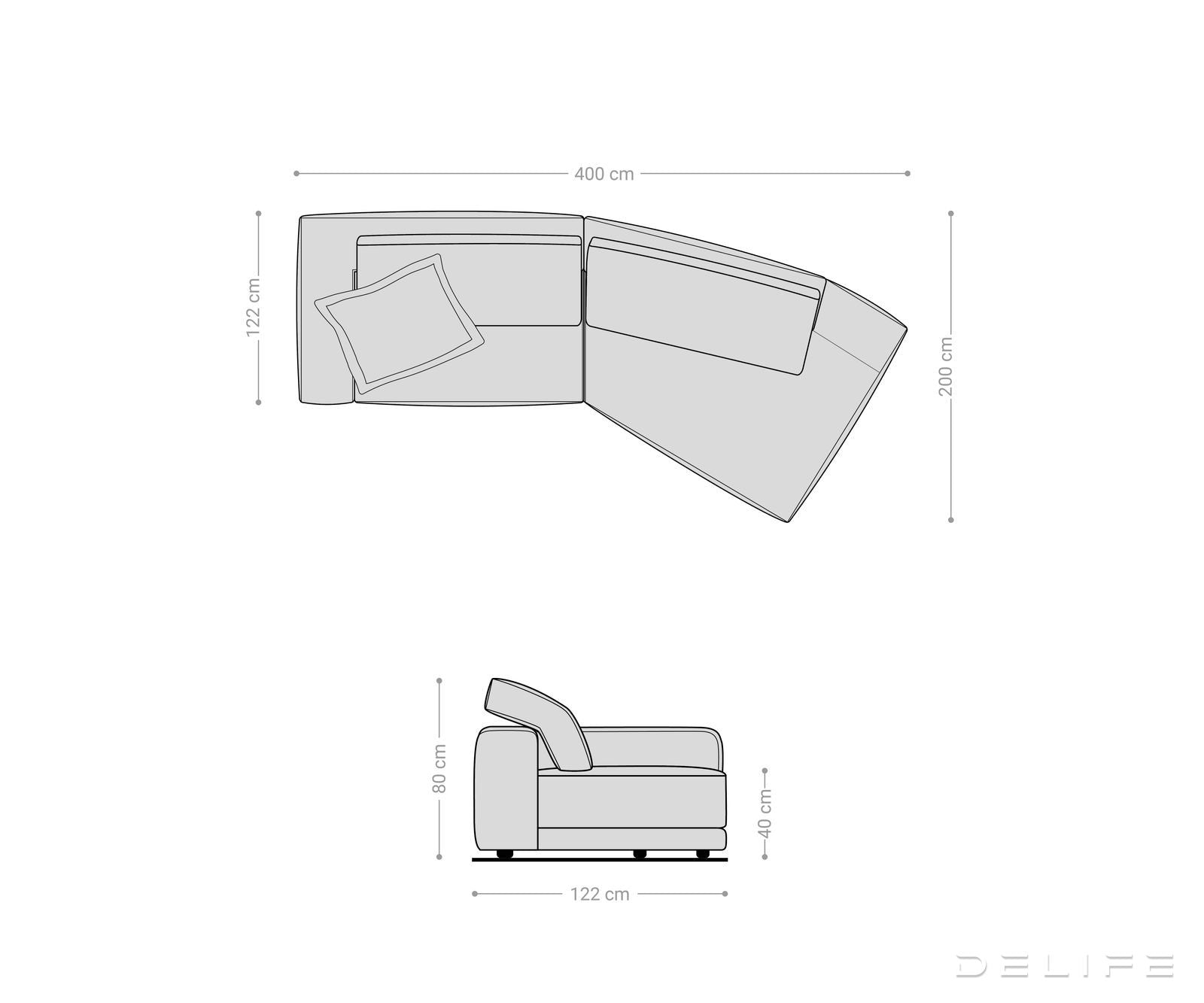 Kavč Snoosh 400x200cm, Material: Strukturirano blago