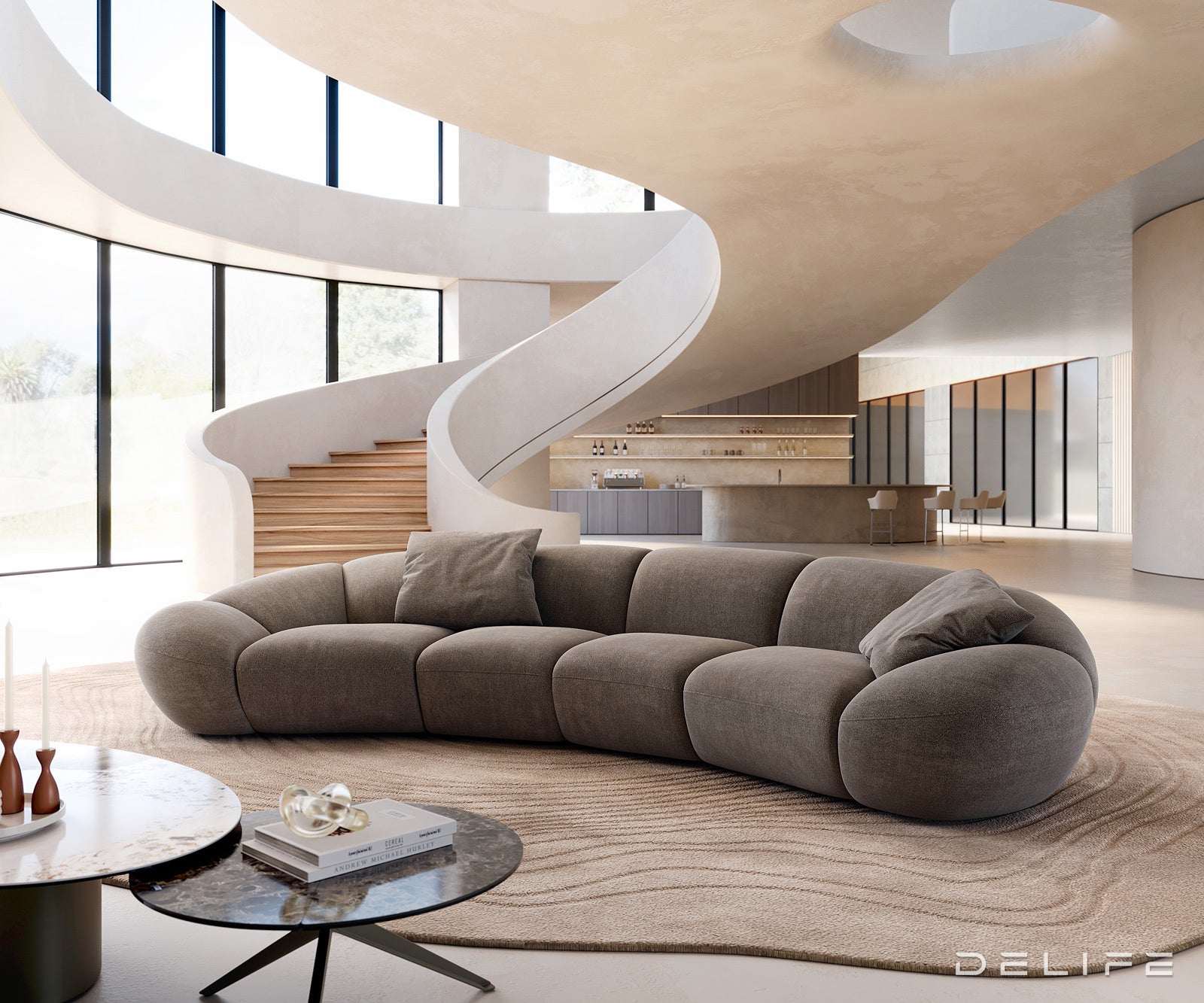 Sofa Lunna 368x175cm, Materijal: Strukturirana tkanina