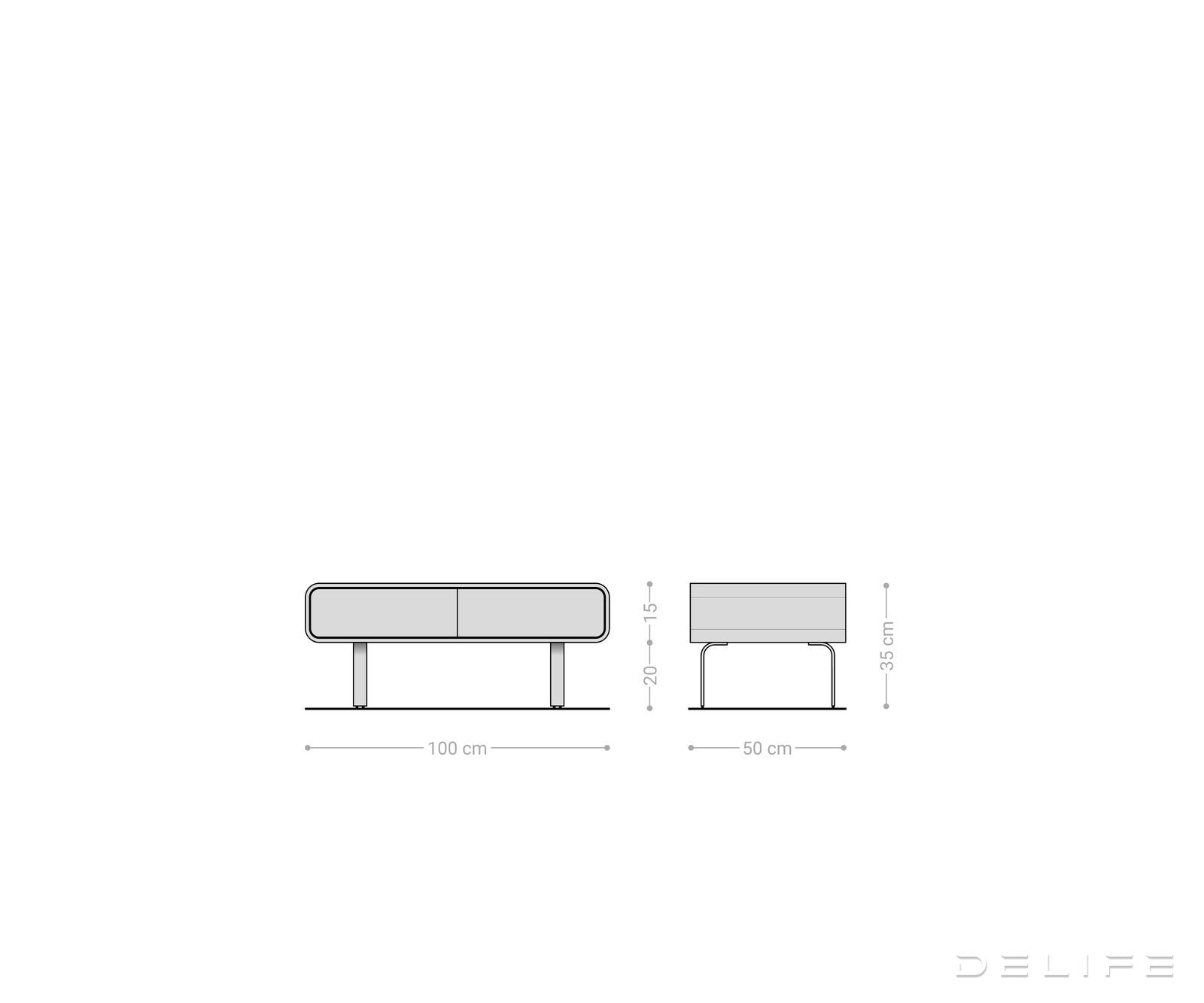 Klubska mizica Anaya 100x50cm, Material: Akacija