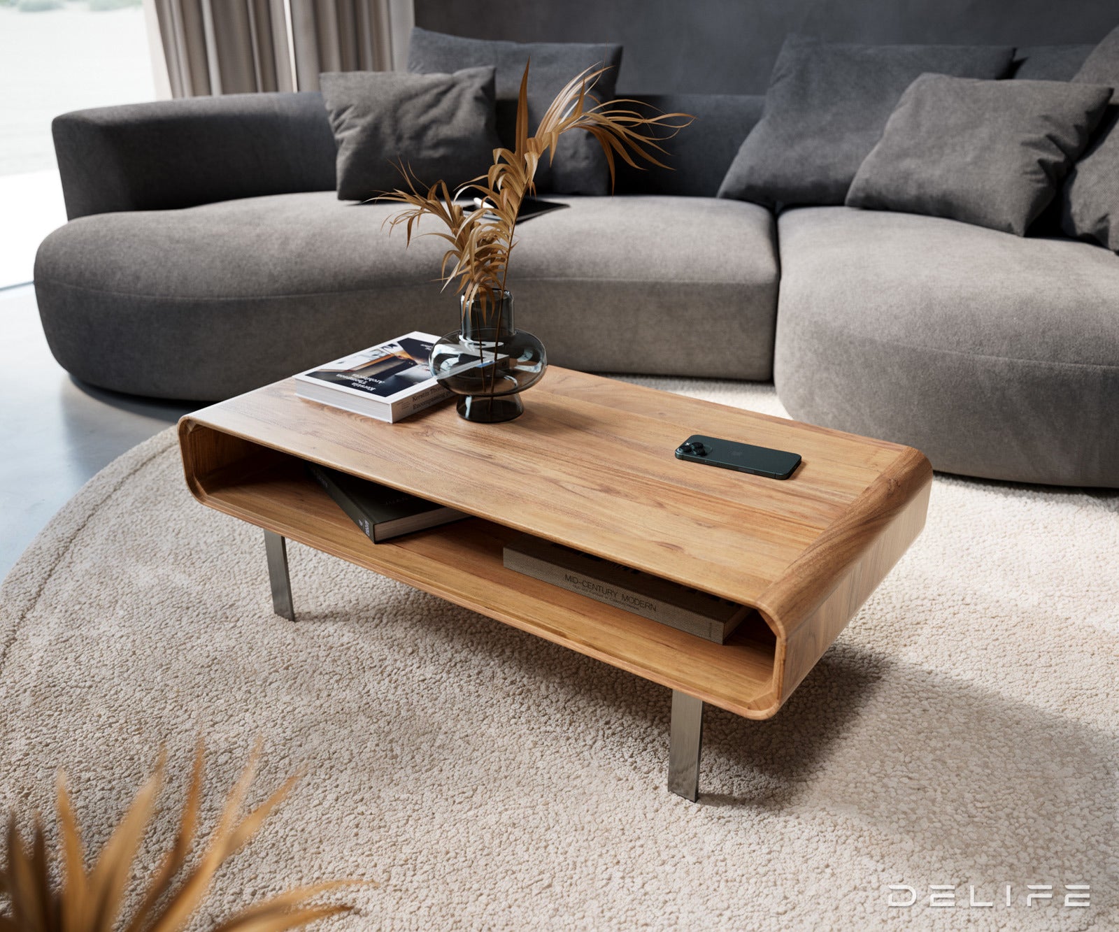 Klubska mizica Anaya 100x50cm, Material: Akacija