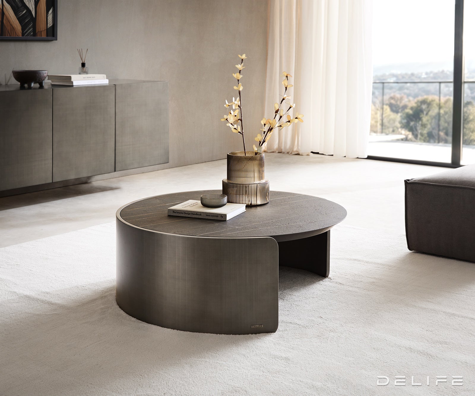 Klubska mizica Blaise 100x100cm, Material: Reliefno steklo