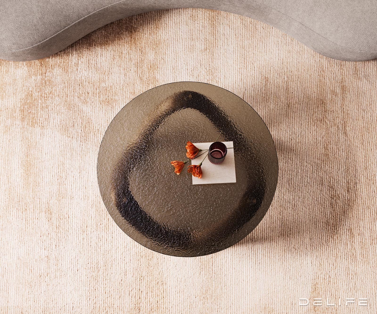 Klubska mizica Tanju 90x90cm, Material: Reliefno steklo