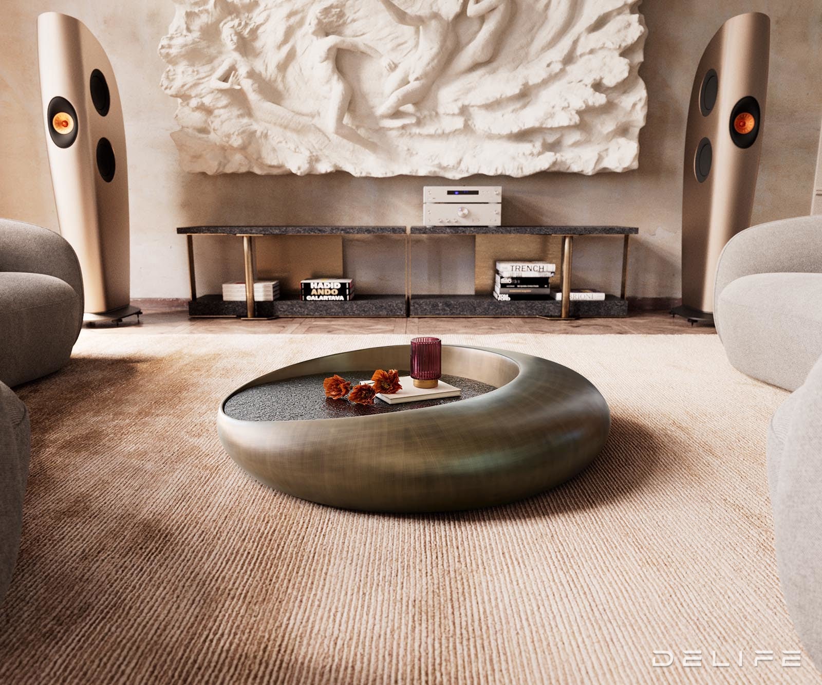 Klub stolić Blaise 100x100cm, Materijal: Reljefno staklo