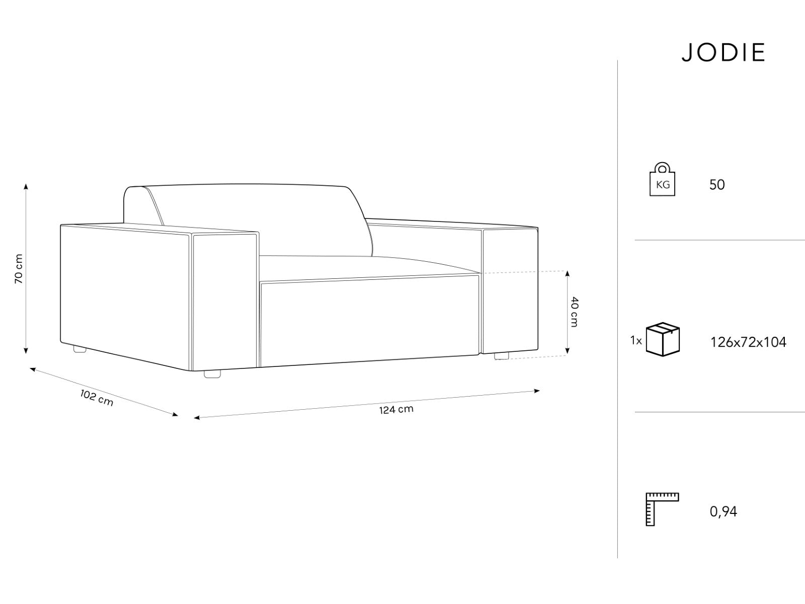 Fotelj Jodie 124x102cm, Material: Strukturirano blago