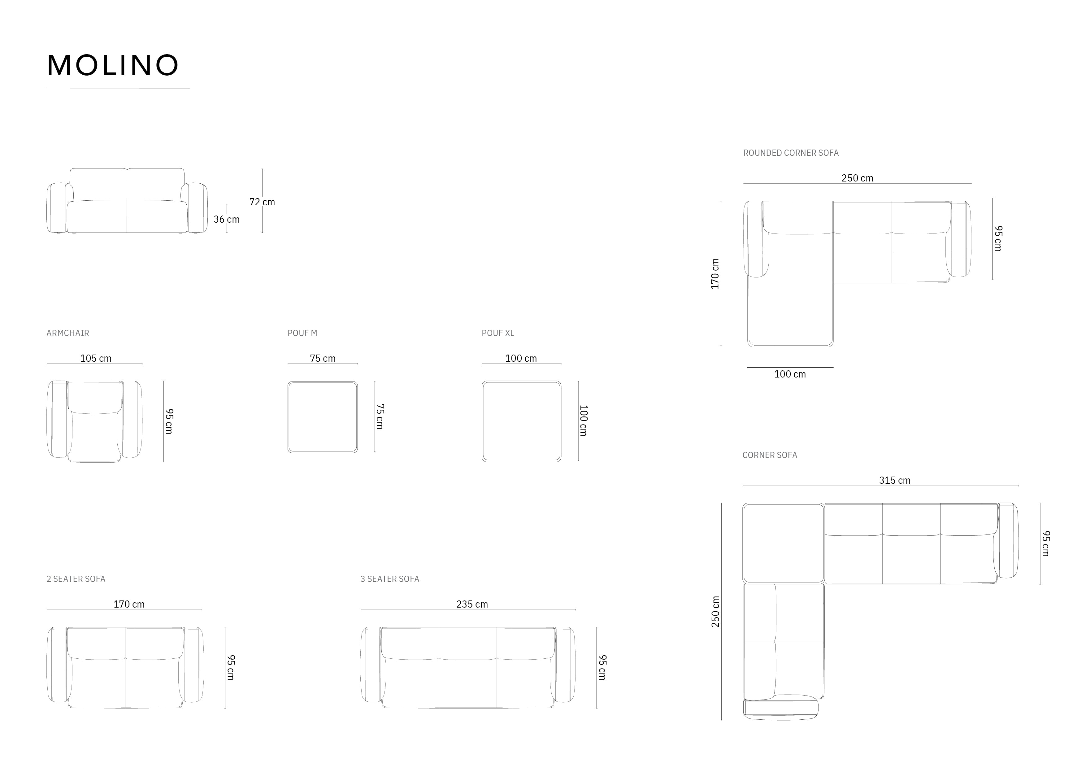 Kavč Molino 235x95 cm, Material: Boucle