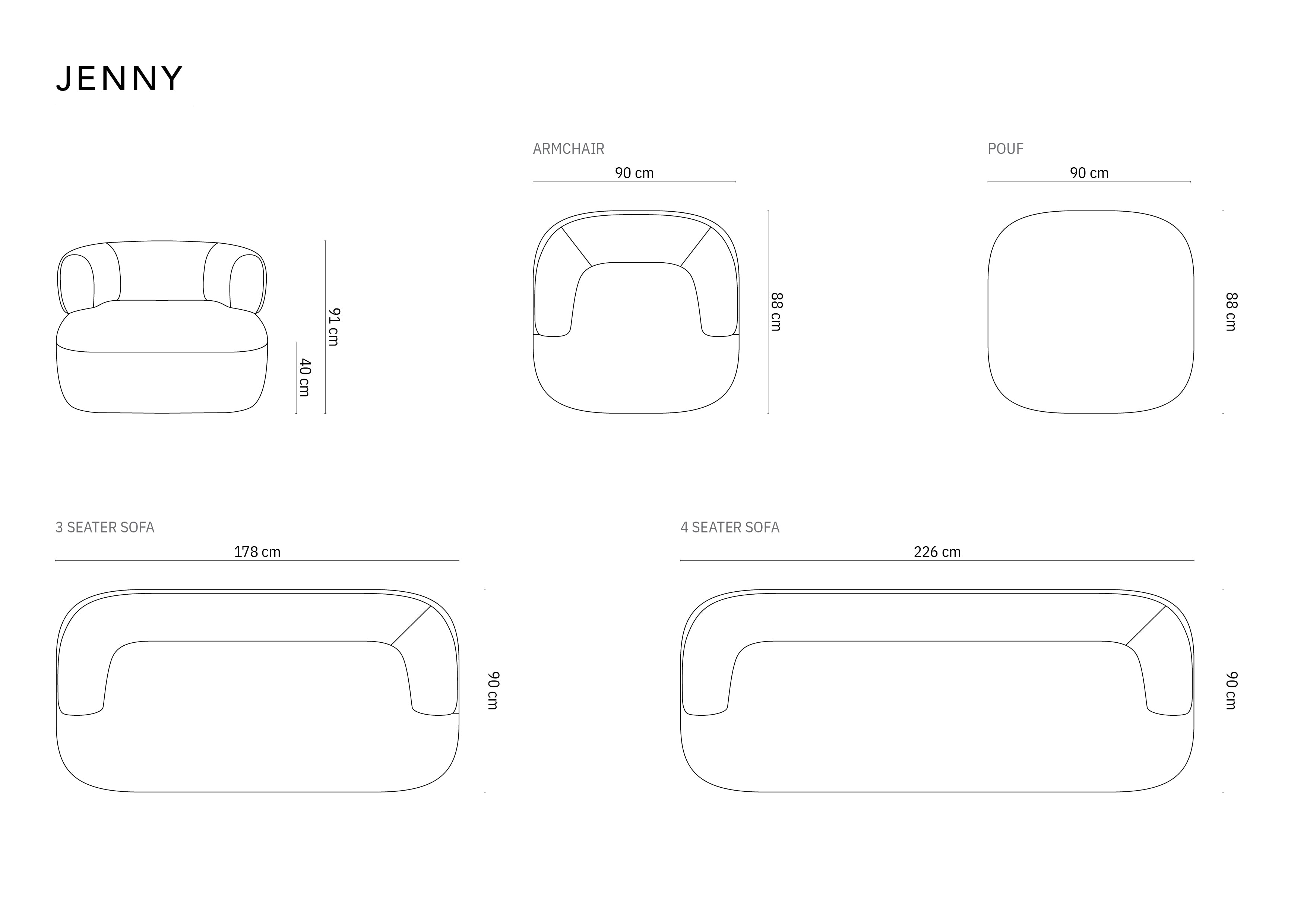 Fotelj Jenny, 90x88cm, Material: Bukle 